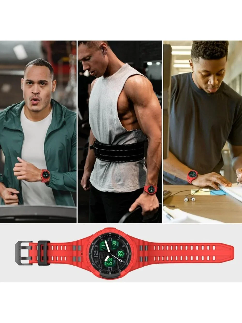 Men's All Red Analog Quartz Compatible Samsung Galaxy Classic LED Digital Watch